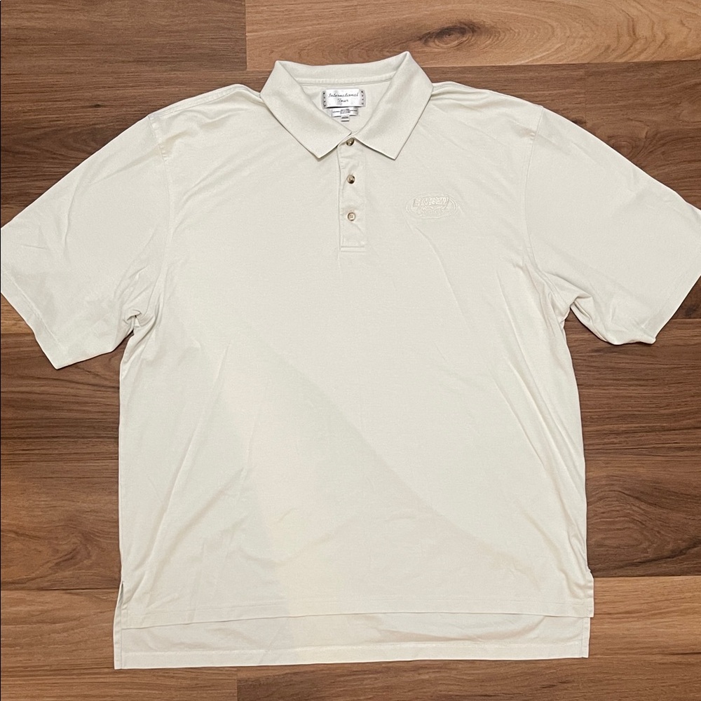 Vintage Izod Men's Beige NASCAR Polo Shirt XXL
